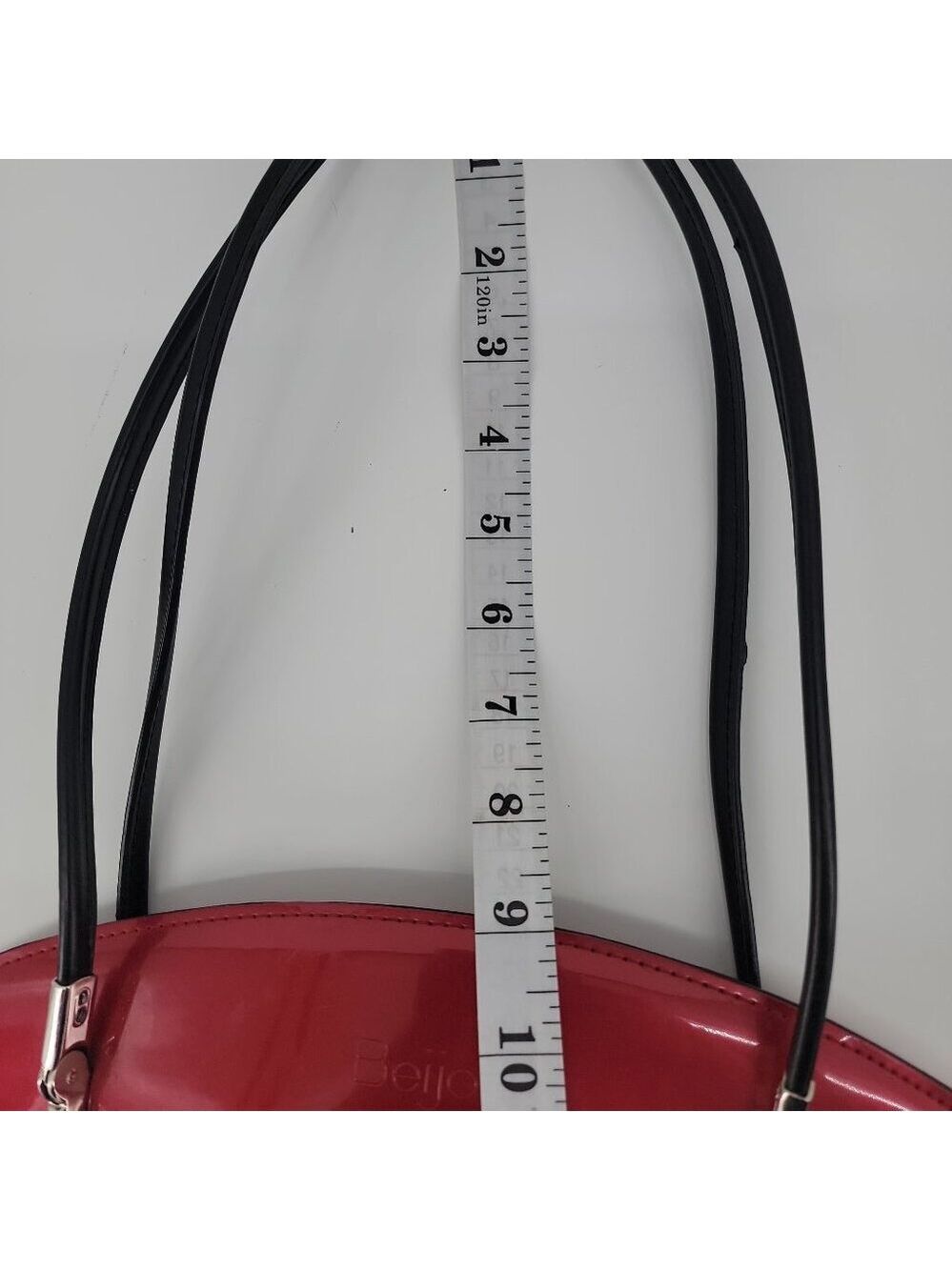 Beijo Red Patent Finish Shoulder Bag Y2K Sculptural Crescent Purse Retro Futuris - Picture 8 of 10